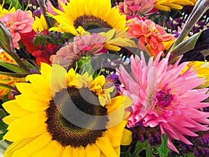 Flower Bouquet at Farmers Market Stand