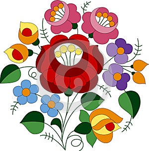 Flower bouquet folk pattern