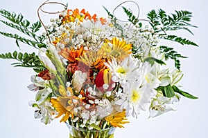 Flower Bouquet in Glass vase Closeup