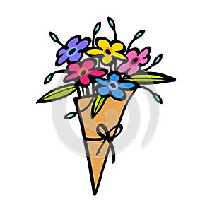 Flower bouquet illustration on white background