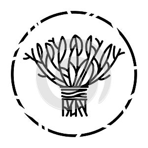 Flower bouquet Line icon logo or emblem design.Abstract line drawing of a bouquet of flowers .Vector illustration