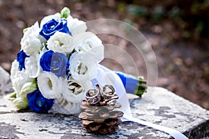 Flower, bouquet, love, day, valentine, marriage, background, hymeneal, rings, decoration, concept, holiday, object