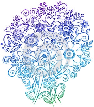 Flower Bouquet Sketchy Notebook Doodles