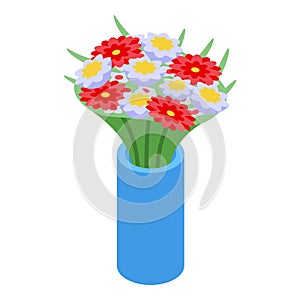 Flower bouquet vase icon isometric vector. Love gift