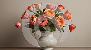 flower bouquet vase in simple background, ai