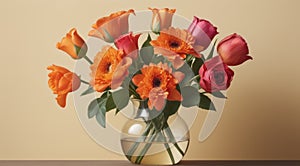 flower bouquet vase in simple background, ai