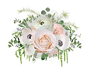 Flower Bouquet vector design object element. Peach pink garden R