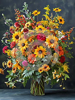 flower bouquets in vibrant colours