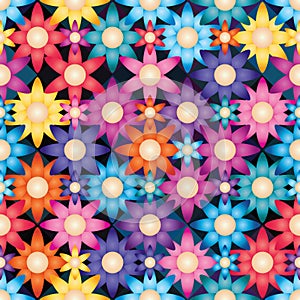 Flower bright symmetry many seamless pattern