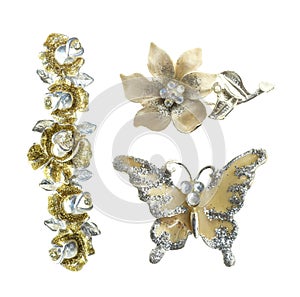 flower brooches on white