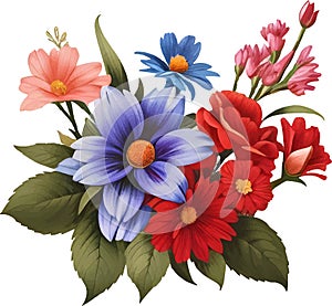 Flower Bunch Botanical Vector Illustration