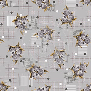 flower bunch pattern floral gray background