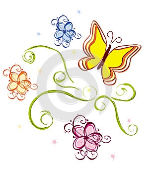 Flower and butterfly decoration