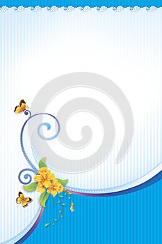 Flower and Butterfly for Greeting Card