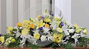 Flower, candle, statue of worship & decoration used for a funeral