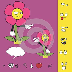 Flower cartoon expressions collection set1