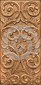Flower carved on wood photo