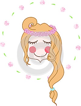 Flower chaplet girl face