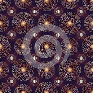 Flower circle symmetry vintage seamless pattern photo