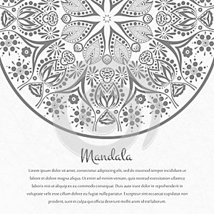 Flower circular background. A stylized drawing. Mandala. Stylized lace ornament. Indian floral ornament.