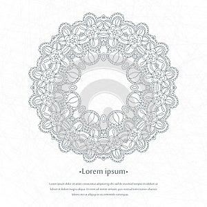 Flower circular background. A stylized drawing. Mandala. Stylized lace ornament. Indian floral ornament.