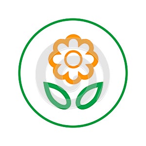 Flower circular line icon. Round sign. Flat style vector symbol.