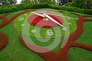 Flower clock in Geneve near Lake Geneva photo