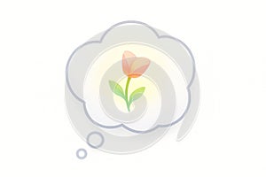 A flower in a cloud of thoughts.