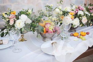 Flower and fruit composition vase