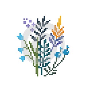flower cross stitch pattern. Pixel flower image