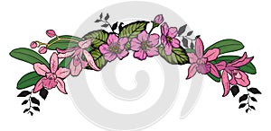 A flower crown with orchids and blossoms