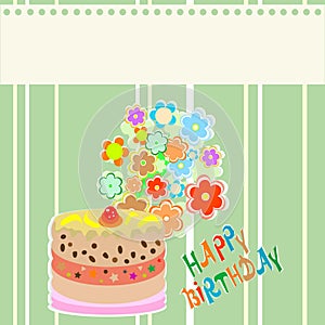 Flower cute frame design with cupcake. vector