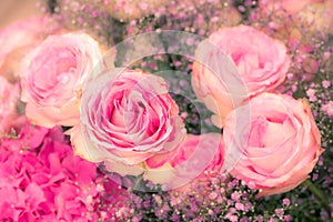 Flower deco with pink roses
