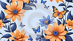 Flower decoration butterfly sky copyspace wallpaper alive pattern