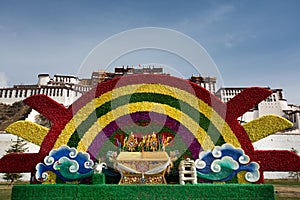 Flower decoration in font of Potala Palace, Tibet