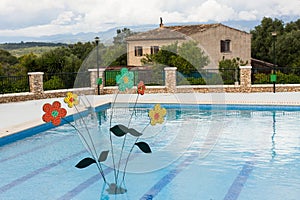 Flower decoration in the swimming pool on \