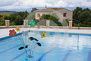 Flower decoration in the swimming pool on \