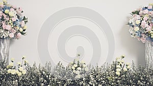 Flower decoration on wedding backdrop, flower background