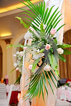 Flower decoration of wedding banquet hall interior