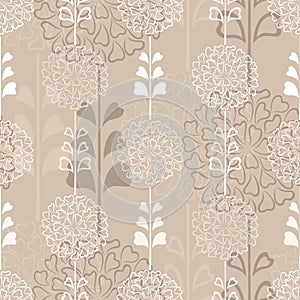 Flower decorative seamless background in sepia