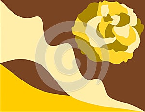 A delicate beautiful rose flower in yellow tones against a background of pastel colored waves.