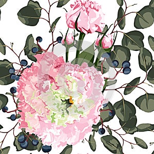 Watercolor seamless floral pattern. Flower delicate pattern of flowers Eustoma, Lysianthus.