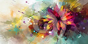 Flower digital paintig in watercolor style. Ai generative illustration