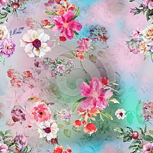Flower digital print pattern background