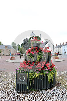 FLOWER DISPLAY IN TWYN SQUARE USK WALES