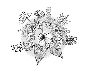 Flower doodle drawing freehand , Coloring page with doodle