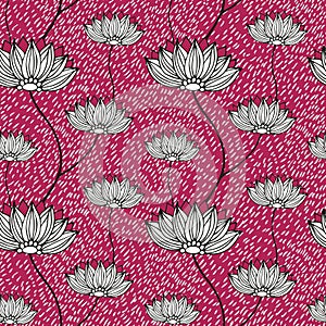 Flower doodle pattern, vector hand drawn floral illustration