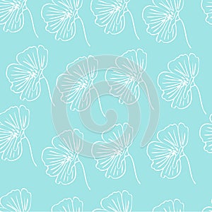 Flower doodle seamless pattern drawn in outline for coloring or