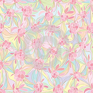 Flower draw style seamless pattern