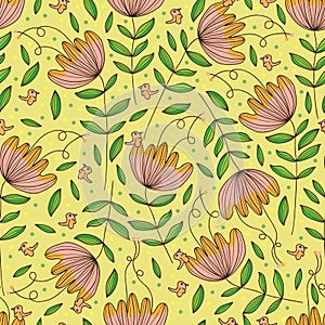 Flower drawing isolated sense seamless pattern